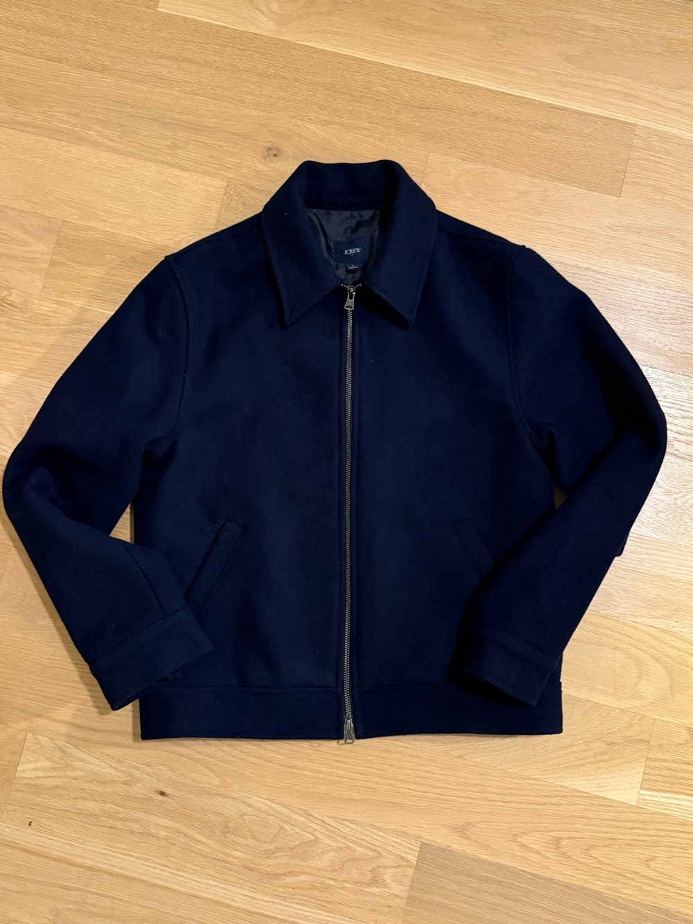 J.Crew Men’s Sz S Navy Wool Harrington Jacket Full Zip Preppy Bomber